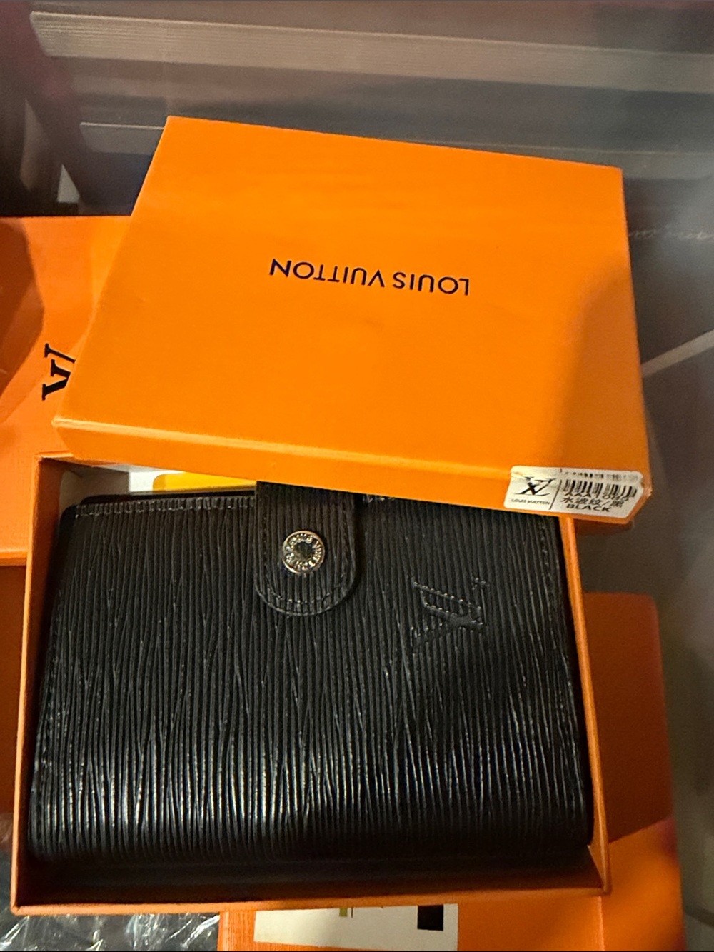 Louis Vuitton Black Epi Leather Snap Card & Key Holder